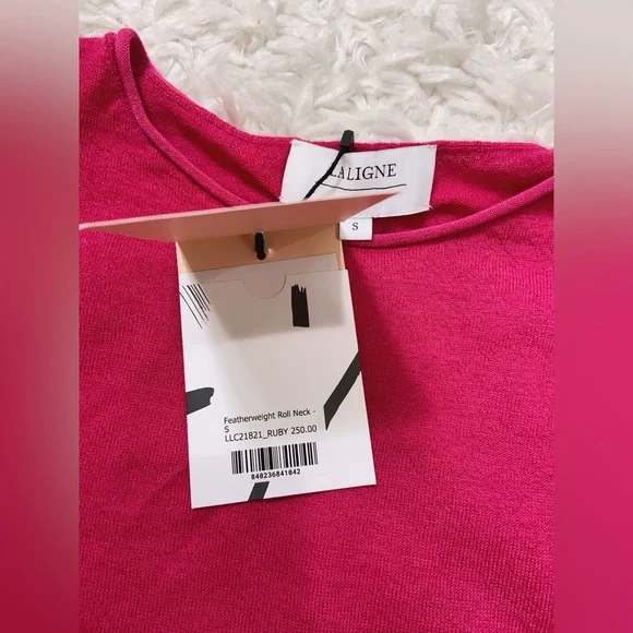 NWT La Ligne Featherweight Roll Neck Cashmere Sweater Ruby S - Picture 5 of 6